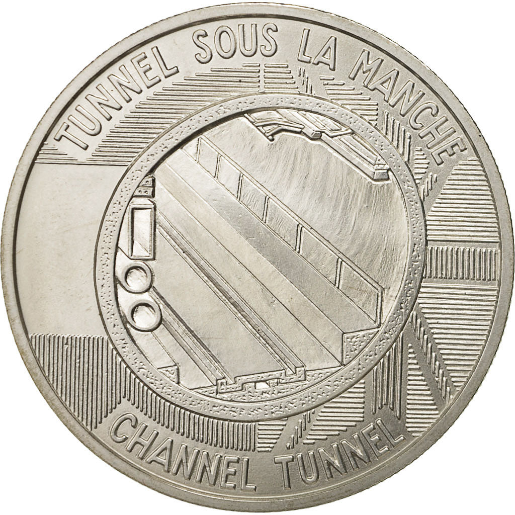 France, Medal, Tunnel sous la Manche - First Junction, 1990, MS(63), Silver
