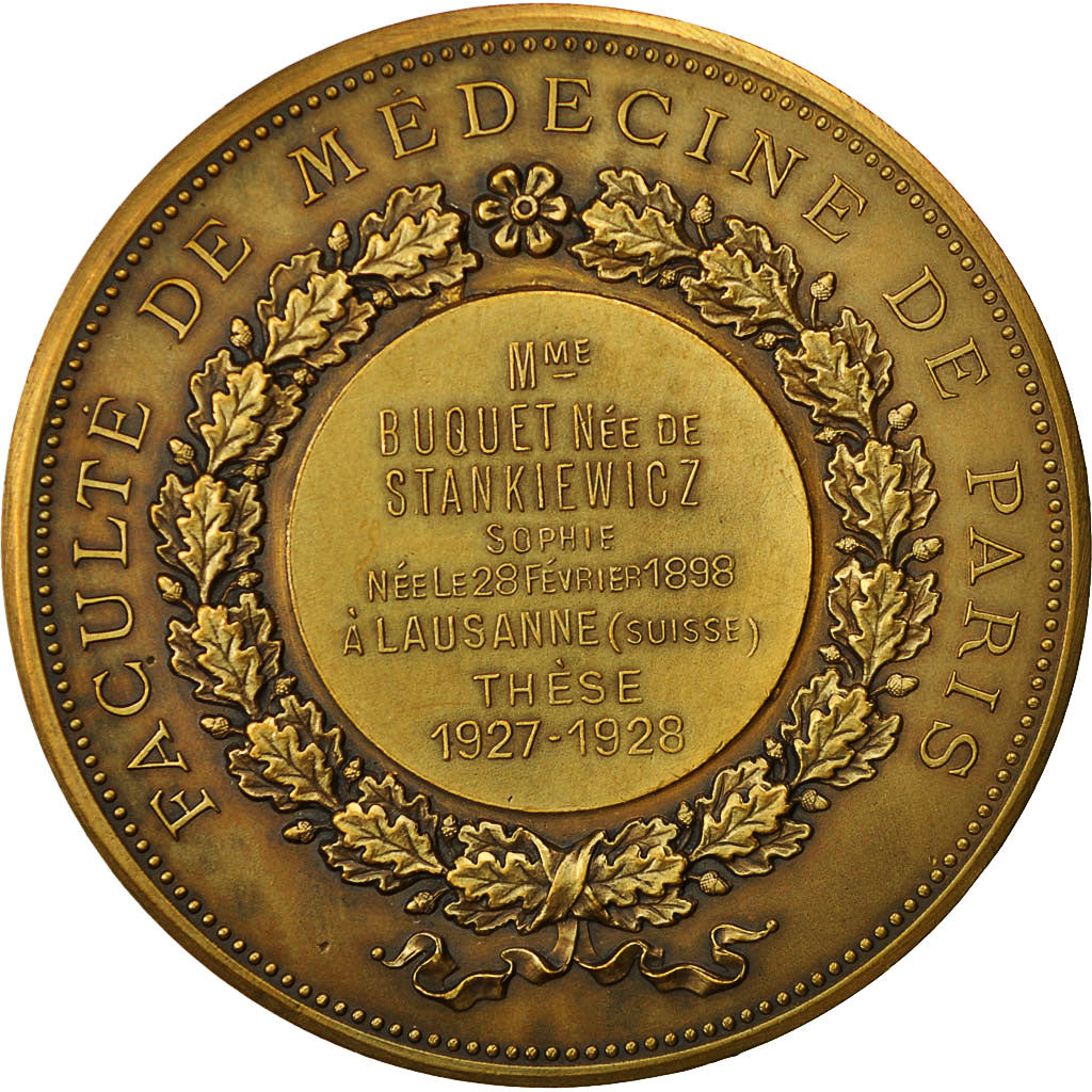 France, Medal, Faculté de Médecine de Paris, 1928, Barre, MS(63), Bronze