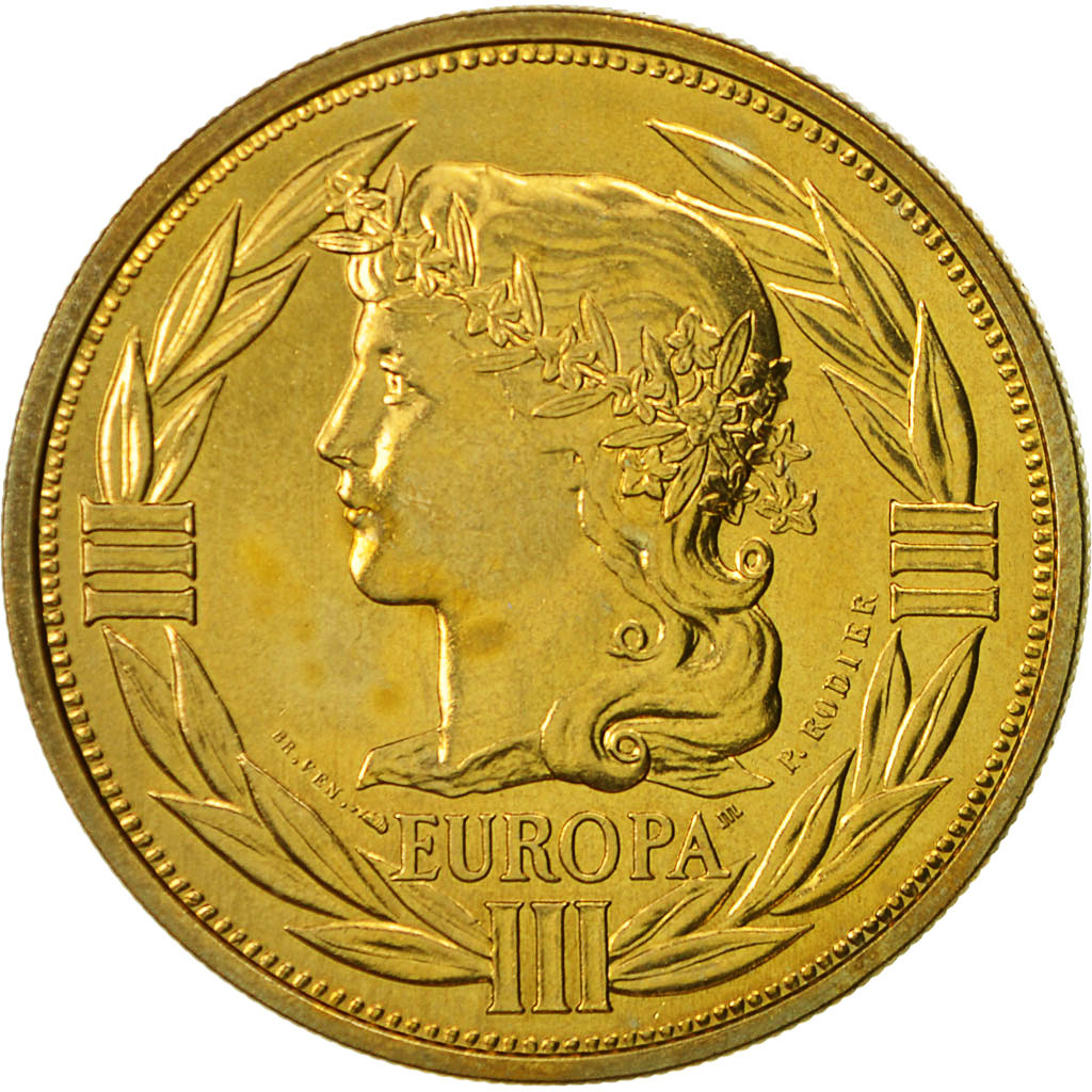 Francja, Medal, Ecu Europa, Marianne, 1991, Rodier, MS(64), Pokryte Miedź-