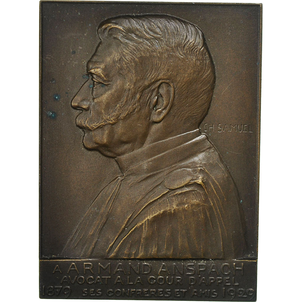 Belgium, Medal, Armand Anspach, Avocat à la Cour d'Appel, 1929, Samuel