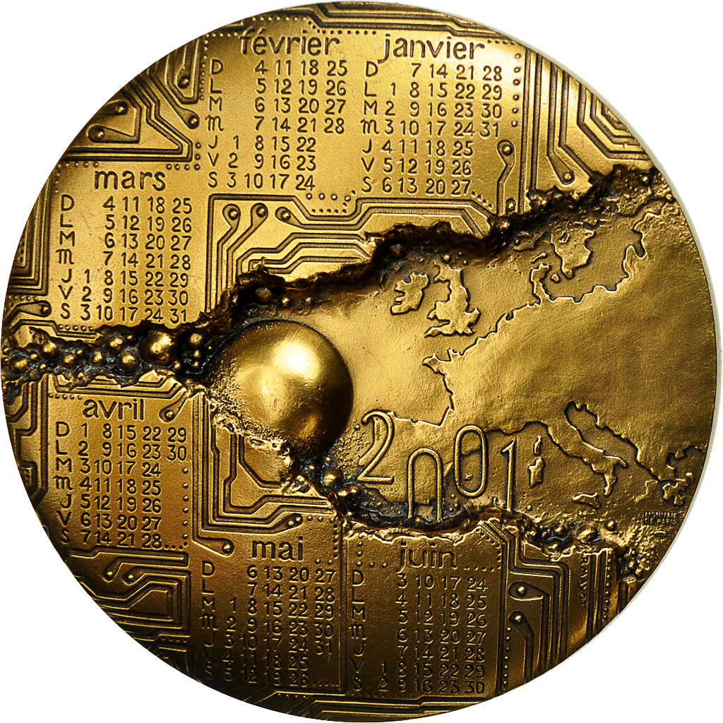 France, Medal, Calendrier, Buste de Femme, 2001, Mayot, MS(63), Bronze