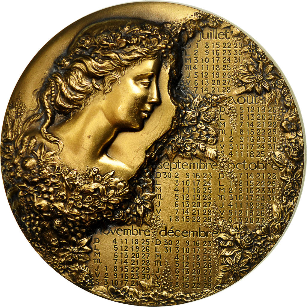 France, Medal, Calendrier, Buste de Femme, 2001, Mayot, MS(63), Bronze