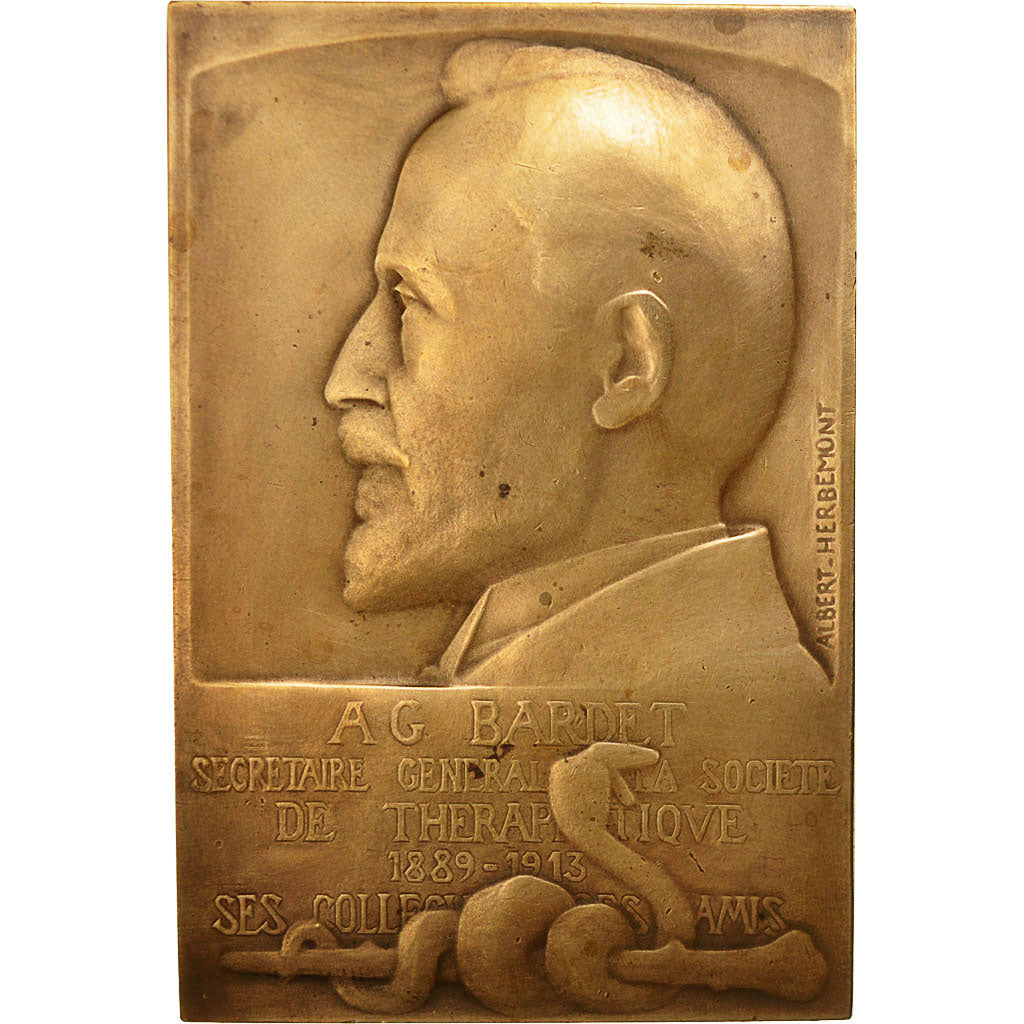 France, Medal, A.G Bardet, Société de Thérapeutique, 1913, Albert Herbemont