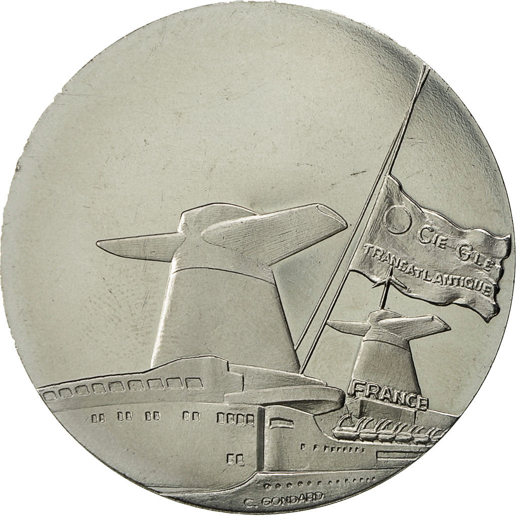 France, Medal, Compagnie Générale Transatlantique, France, C. Gondard, MS(63)
