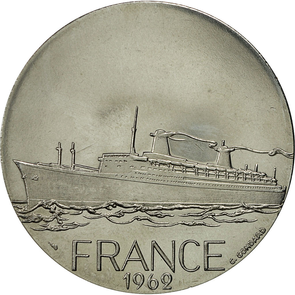 France, Medal, Compagnie Générale Transatlantique, France, C. Gondard, MS(63)