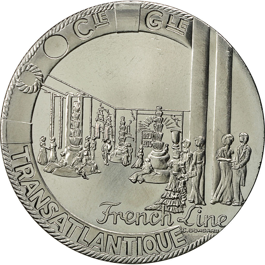 France, Medal, Compagnie Générale Transatlantique, Normandie, C. Gondard, SPL