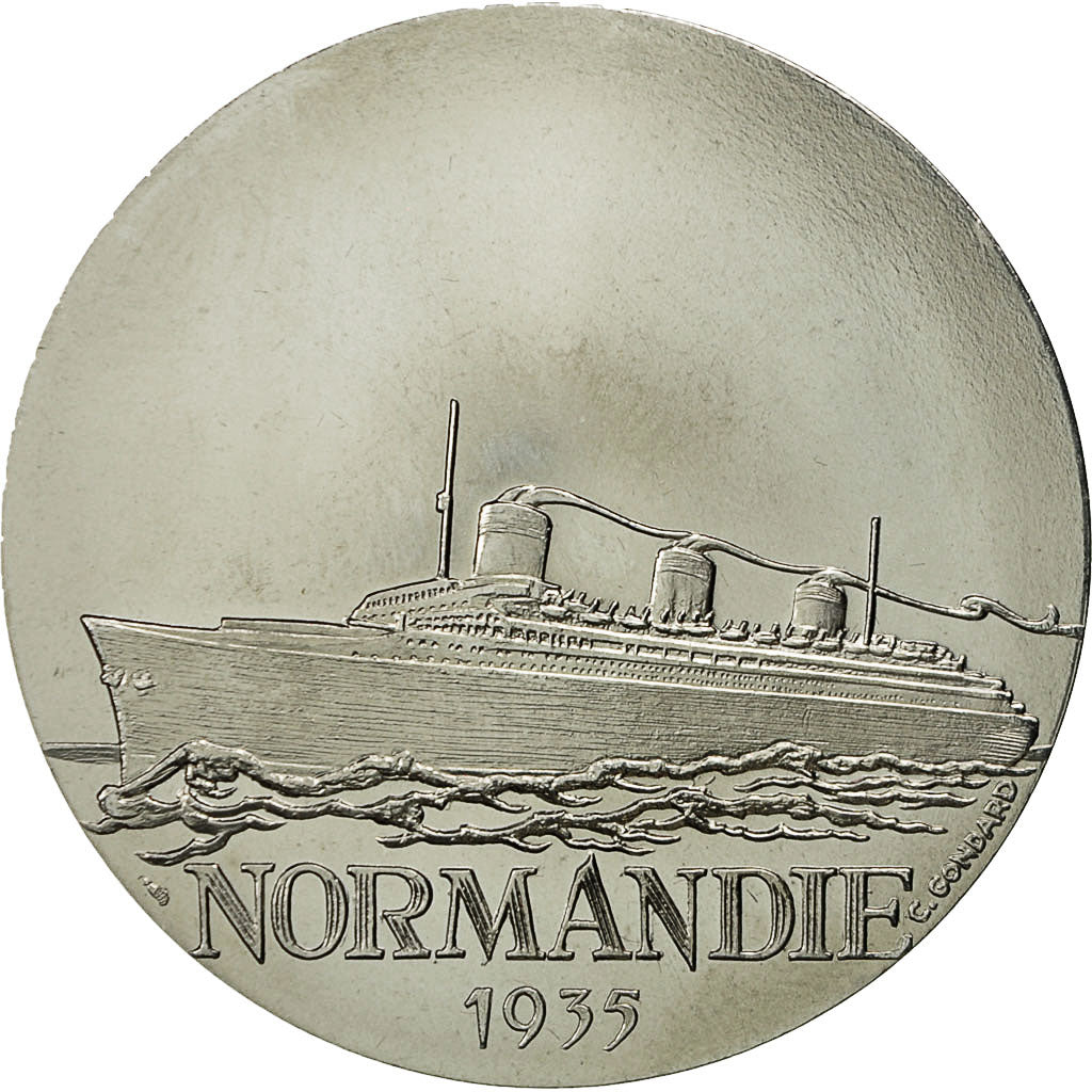France, Medal, Compagnie Générale Transatlantique, Normandie, C. Gondard, SPL