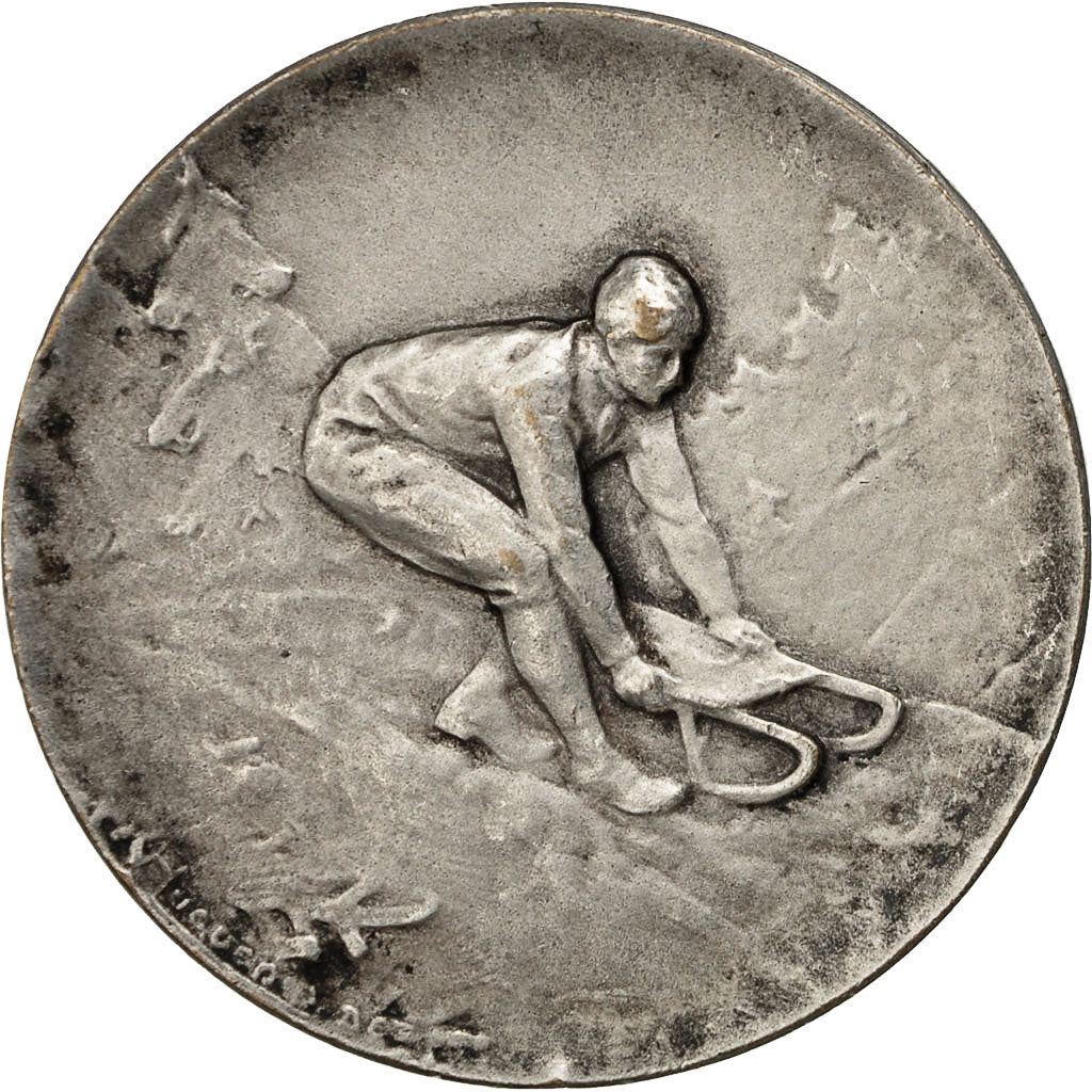France, Medal, Montagne, Course de Toboggans, 1924, AU(55-58), Silvered bronze