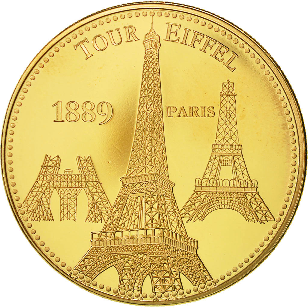 France, Medal, Paris - La Tour Eiffel, MS(64), Copper Gilt