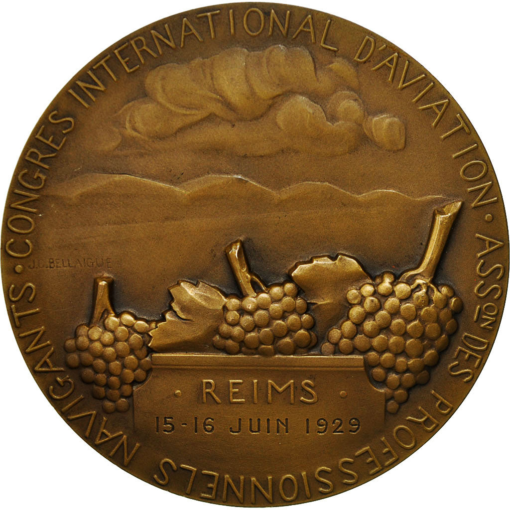 France, Medal, Congrès International d'Aviation, Reims, 1929, Bellaigues