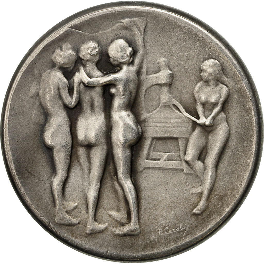 Frankreich, Medal, Le Journal, 100 Rue Richelieu, Paris, Femmes Nues, Carabin