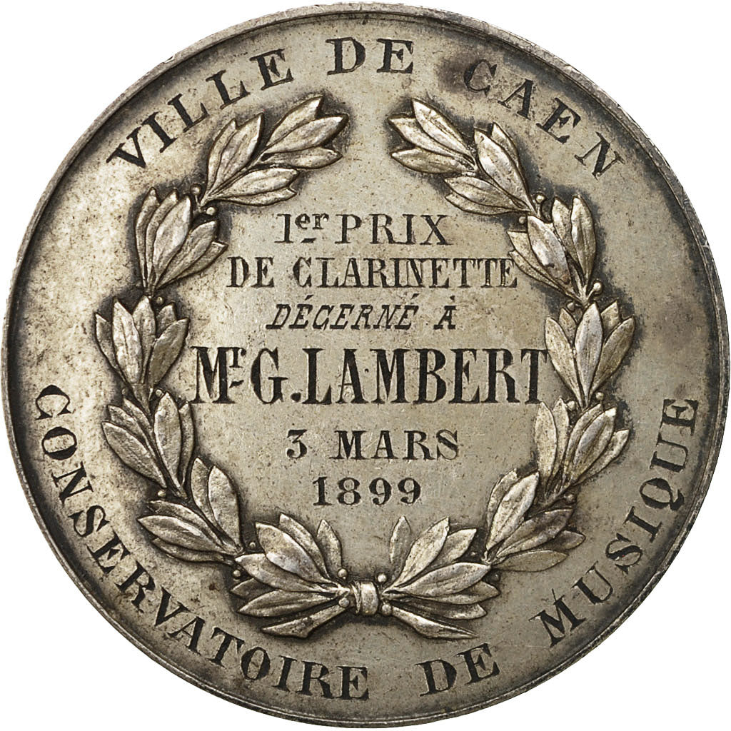 France, Medal, Conservatoire de Musique, Ville de Caen, 1899, TTB+, Argent