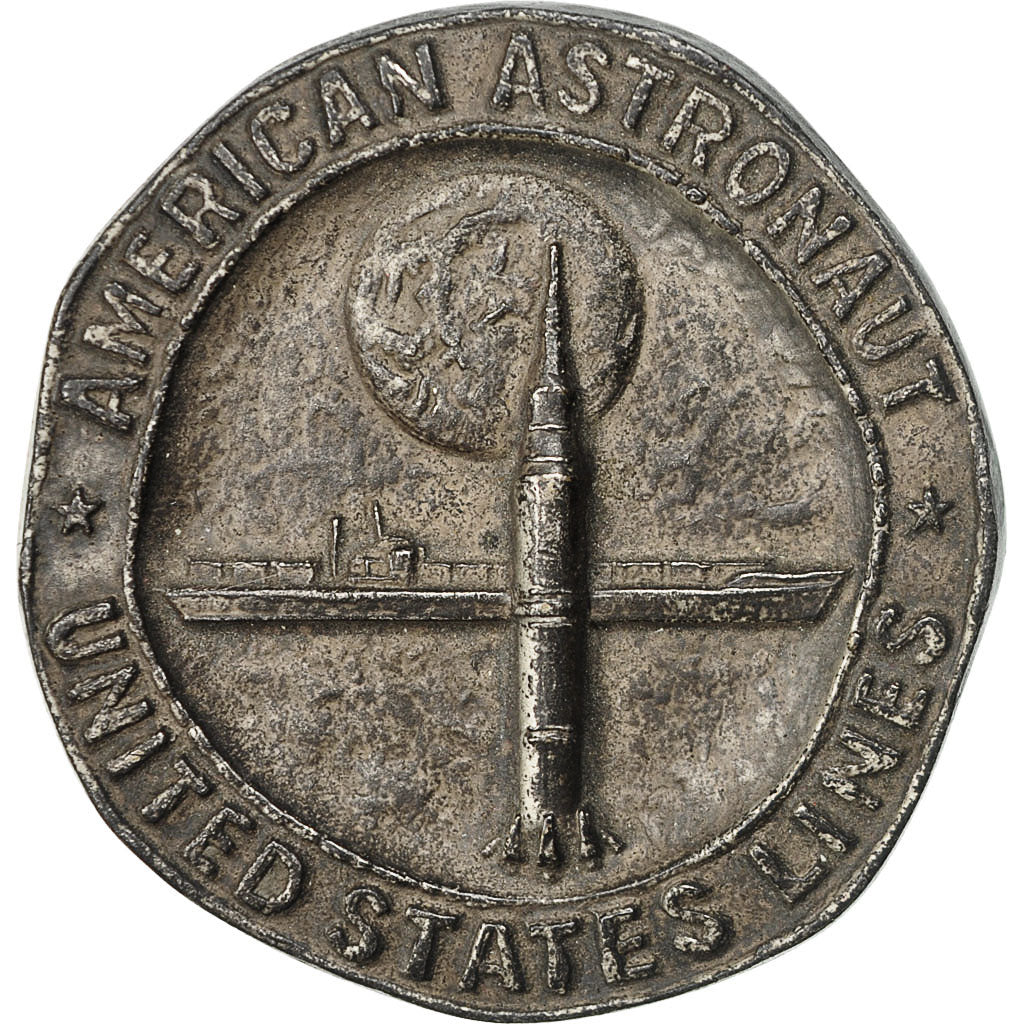 France, Medal, La Conquète de l'Espace, USA, TTB+, Silvered bronze