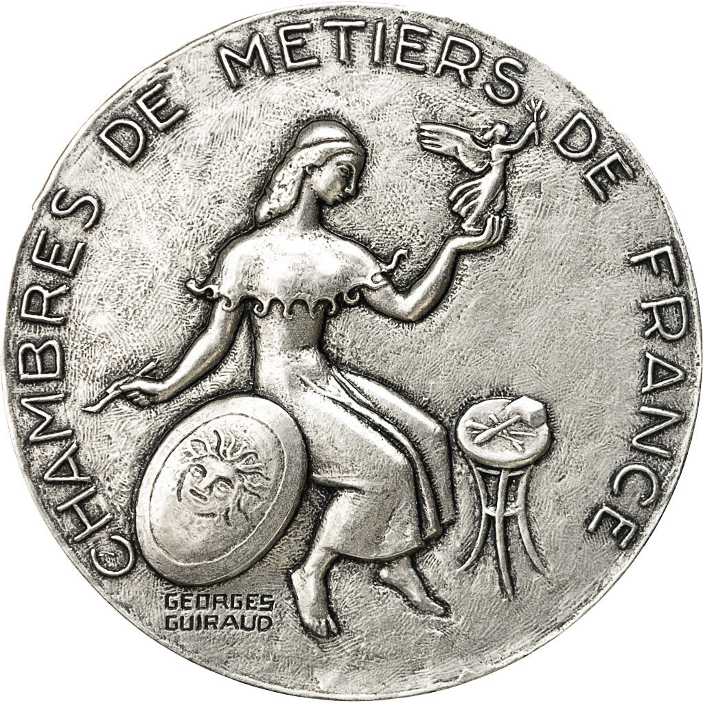 Frankreich, Medal, Chambre de métiers de France, Guiraud, UNZ, Silvered bronze