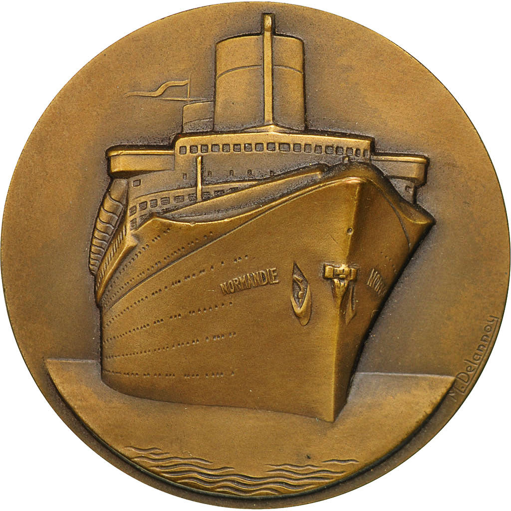 France, Medal, Compagnie Générale Transatlantique, Normandie, Delannoy