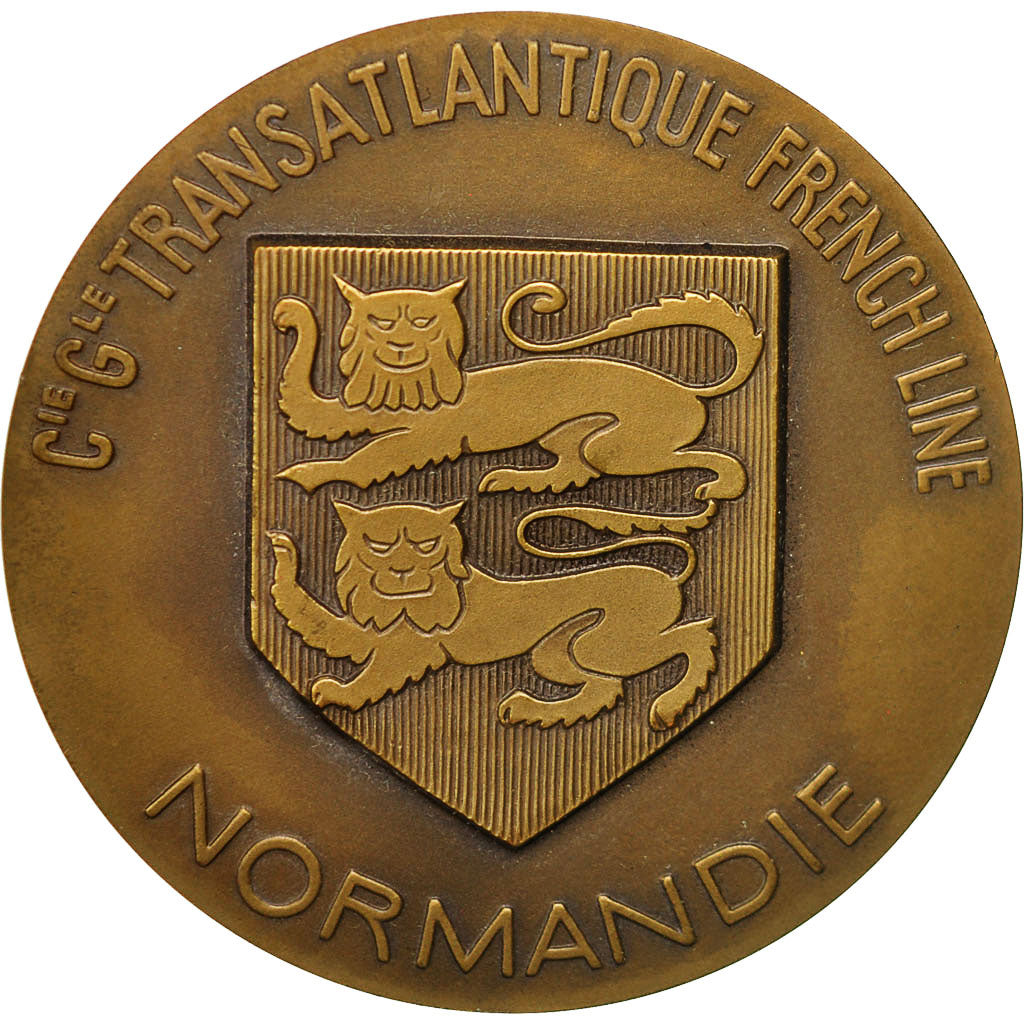 France, Medal, Compagnie Générale Transatlantique, Normandie, Delannoy