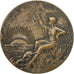 Francia, Medal, Art Nouveau, Femme Assise, Coucher de Soleil, BC+, Bronce