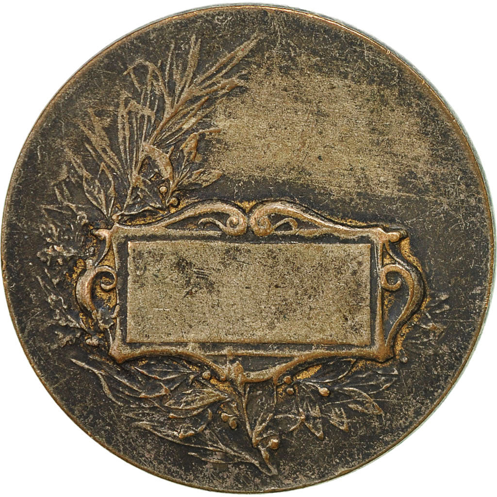 Francia, Medal, Art Nouveau, Femme Assise, Coucher de Soleil, BC+, Bronce