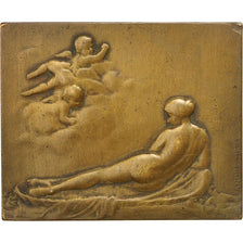 France, Medal, Art Nouveau, Voile, Femme nue, Méry, AU(55-58), Bronze