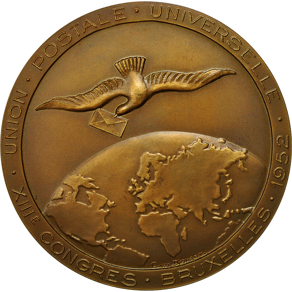 Belgium, Medal, XIIIème Congrès de Bruxelles, Union Postale, 1952, Van