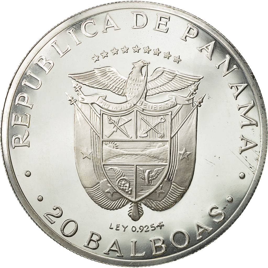 Coin, Panama, 20 Balboas, 1974, MS(63), Silver