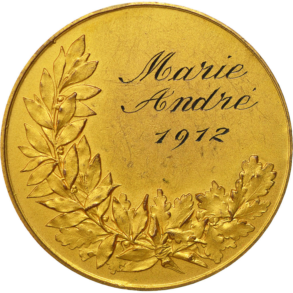 France, Medal, Certificat d'Études, 1912, AU(50-53), Gilt Bronze