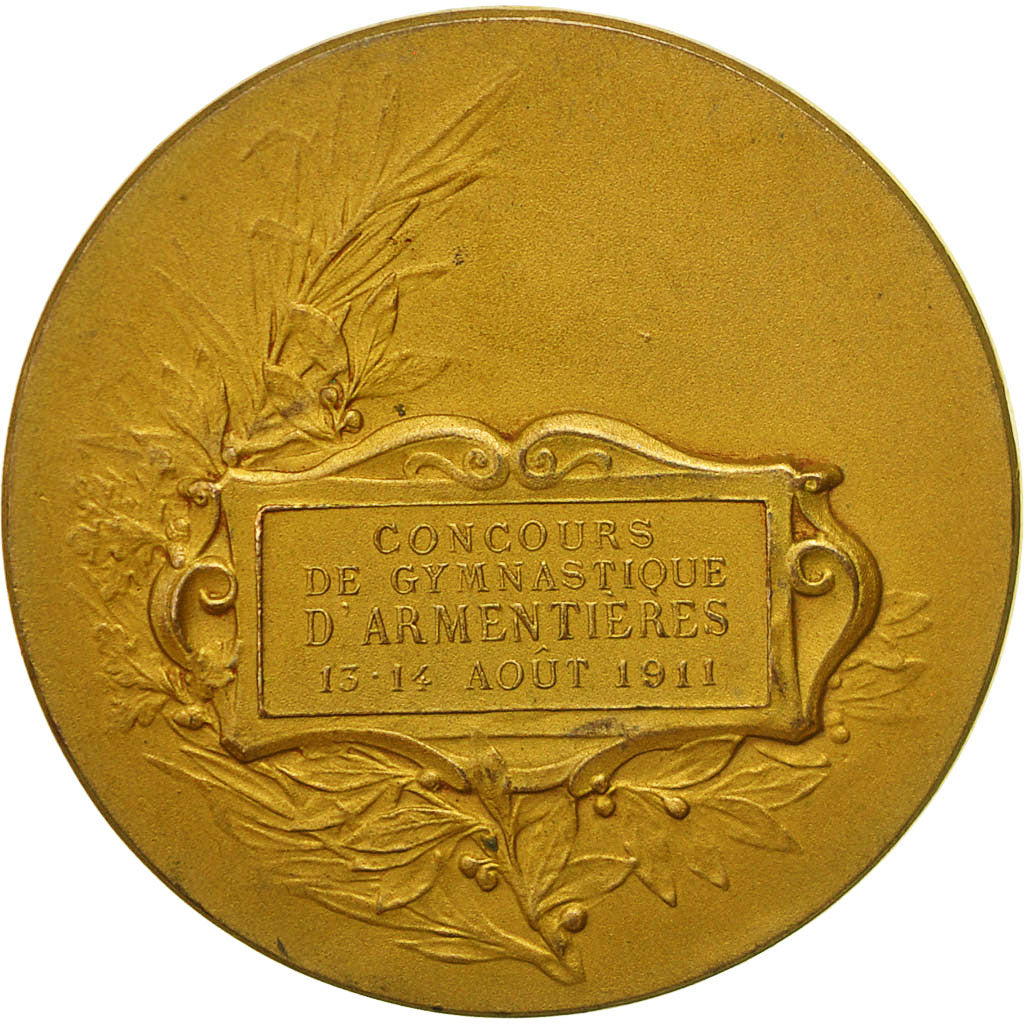 France, Medal, Concours de Gymnastique d'Armentières, 1911, Rasumny, AU(55-58)
