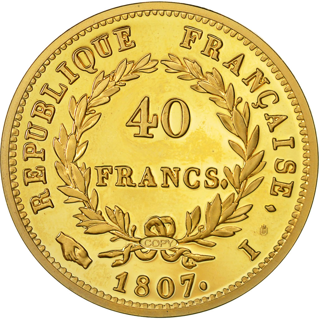 France, Medal, Napoléon Ier, Réplique de la 40 Francs Or, 2016, MS(64), Copper