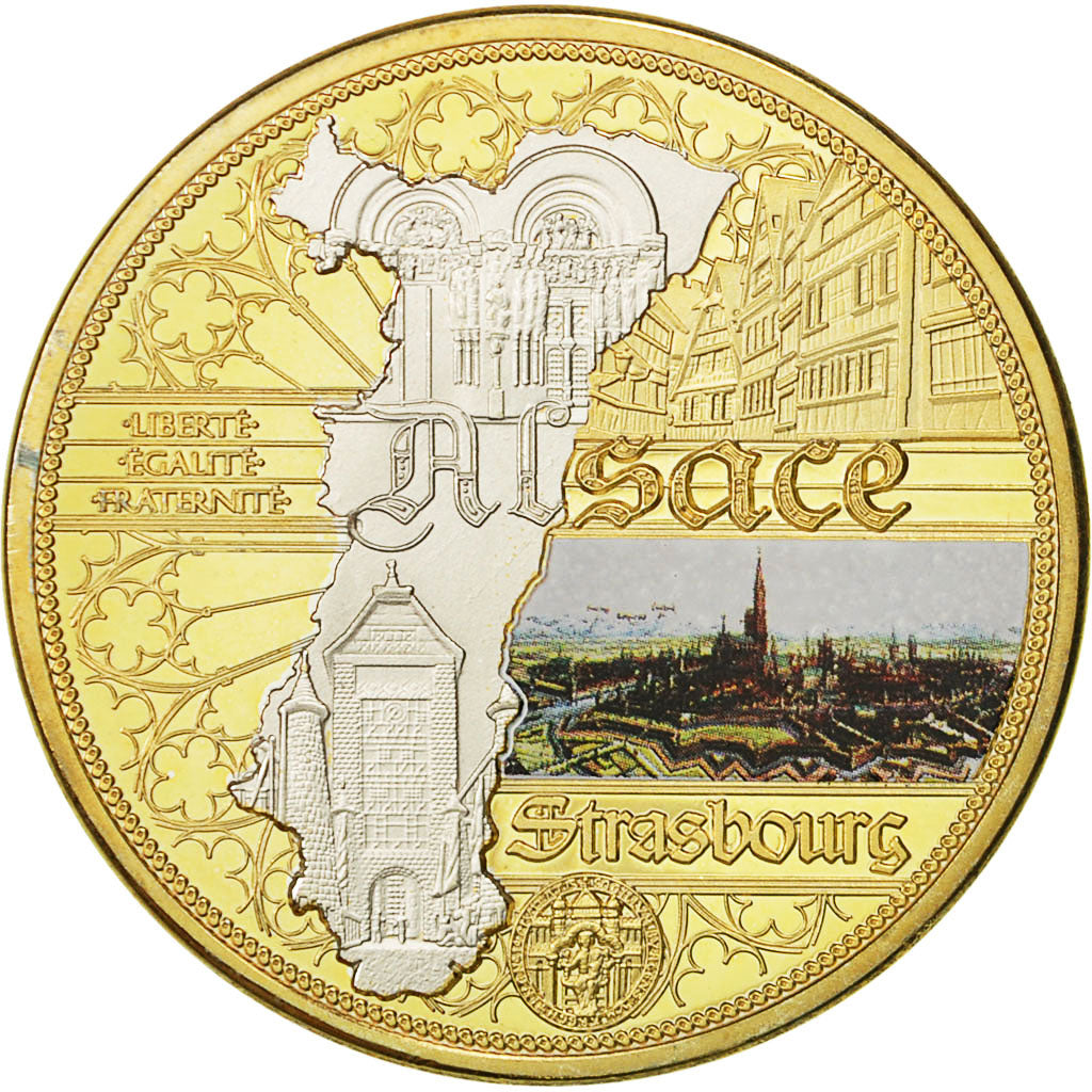 France, Medal, Les Régions de France, Alsace, 2015, MS(64), Copper Gilt