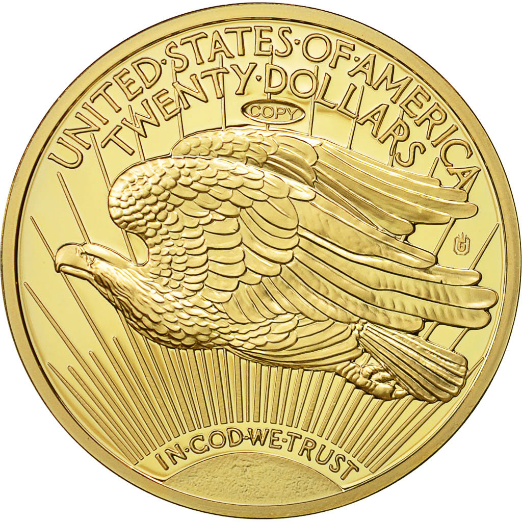 France, Medal, Réplique de la 20 Dollars Gold Eagle, 2003, MS(64), Copper Gilt