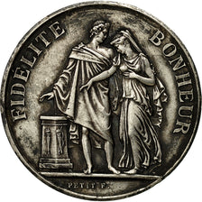 France, Medal, Mariage, Fidélité Bonheur, 1909, Petit, MS(63), Silver