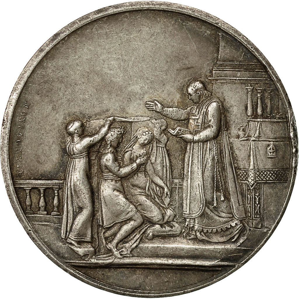 France, Medal, Médaille de mariage, Montagny, AU(50-53), Silver