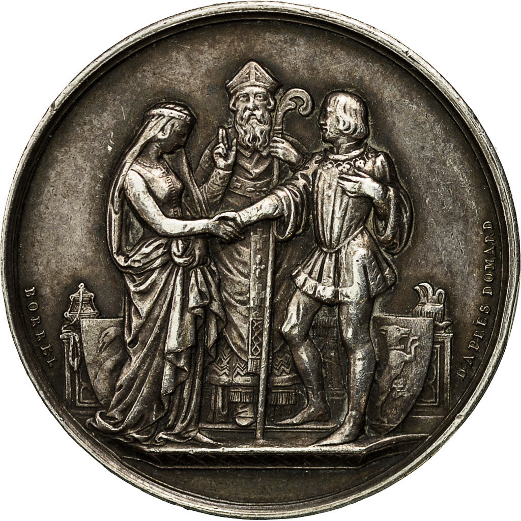 France, Medal, Mariage, Religion, 1887, Borrel, AU(55-58), Silver