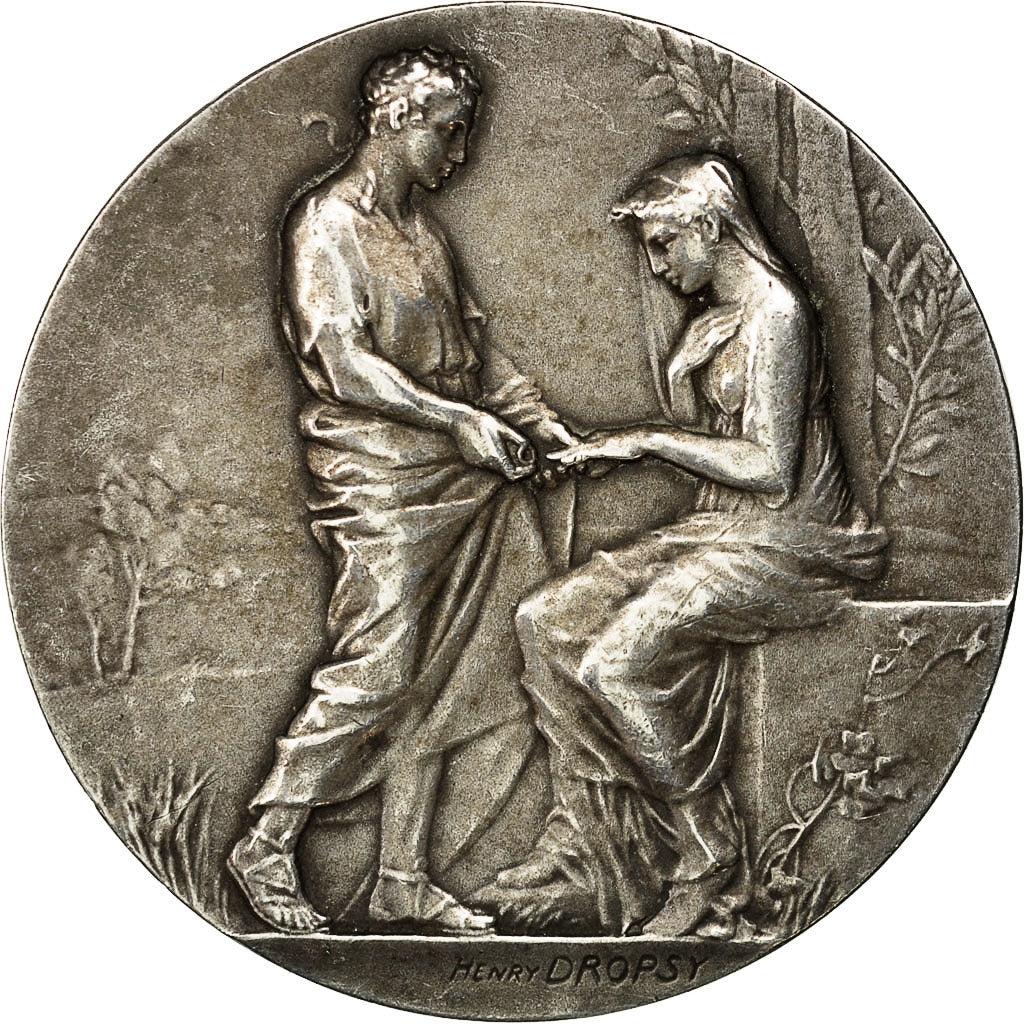 France, Medal, Mariage, Religion, Anges, 1923, Dropsy, MS(60-62), Silver
