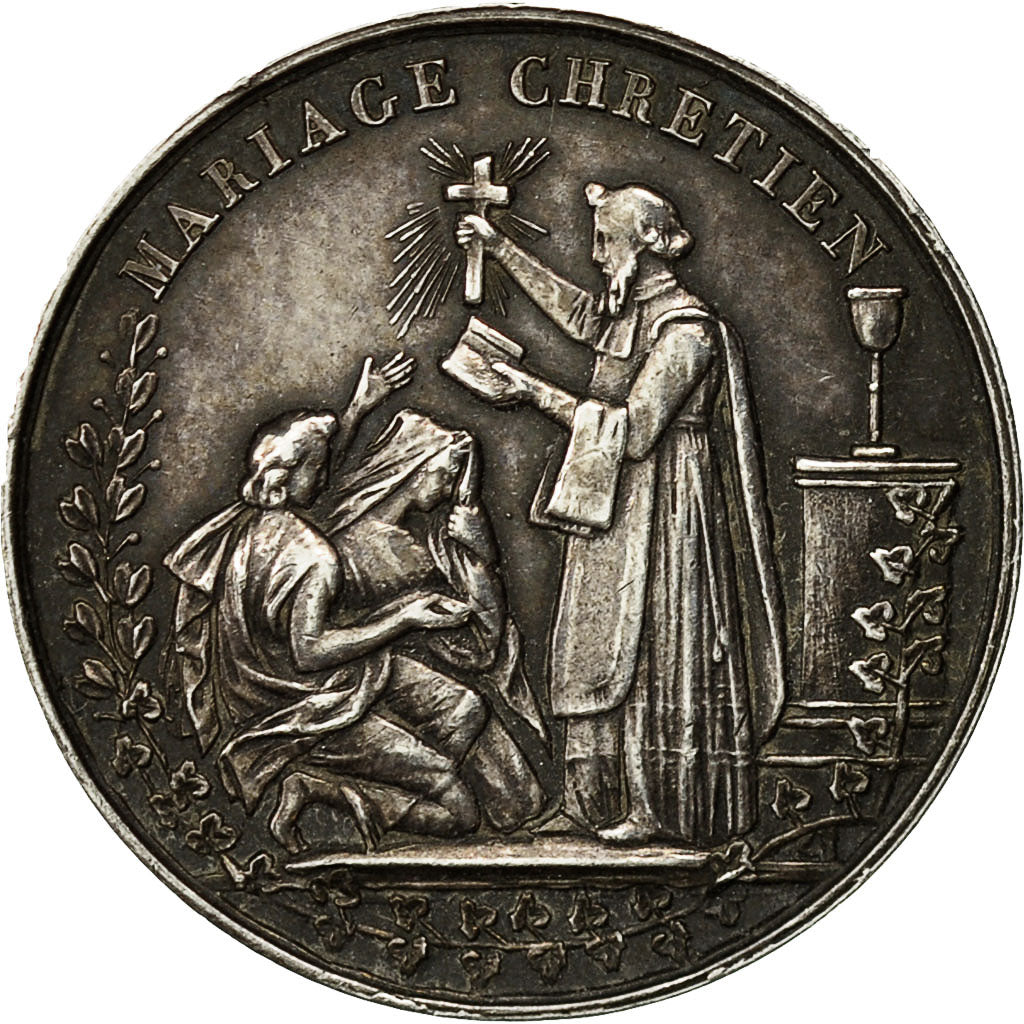France, Medal, Religion, Mariage Chrétien, MS(60-62), Silver