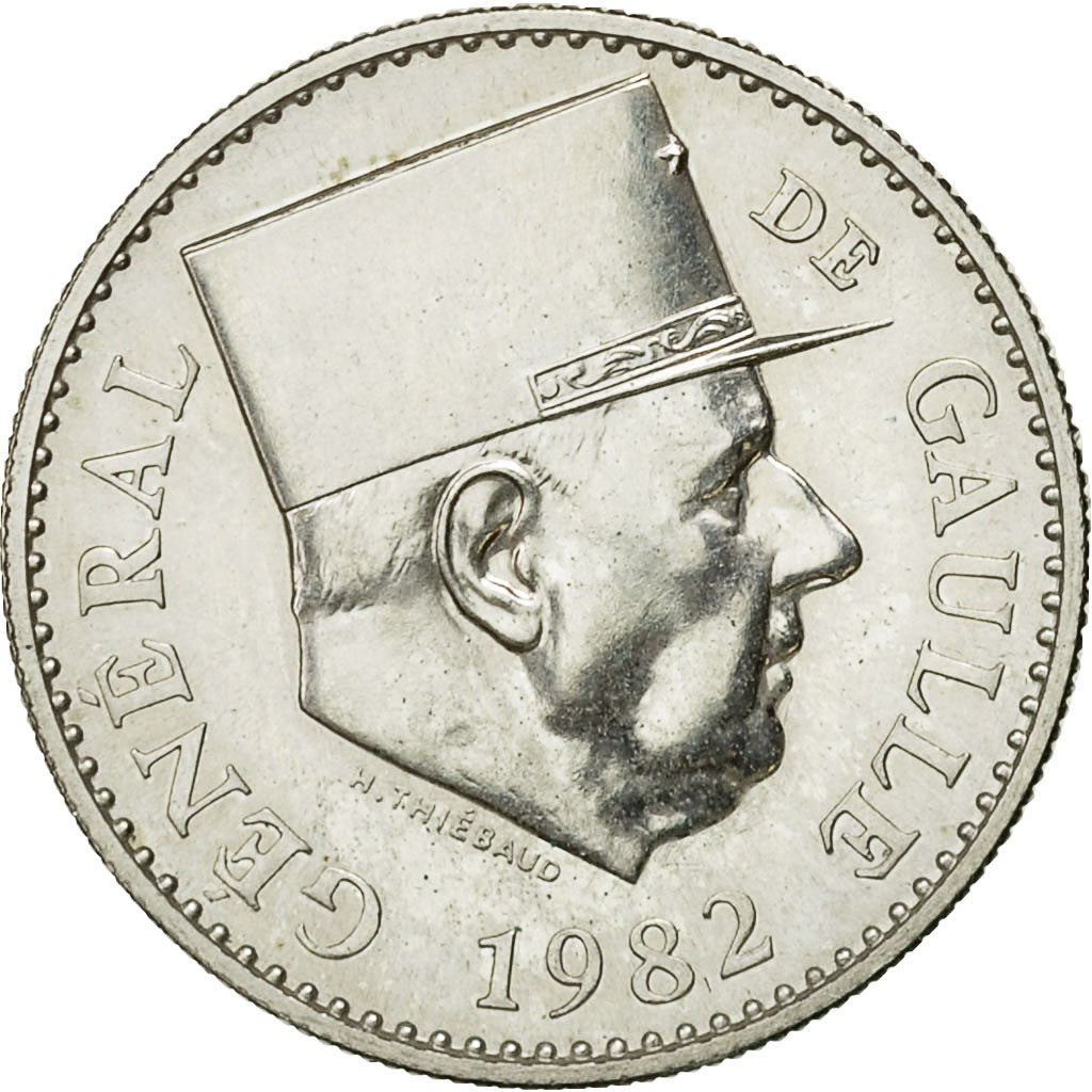 France, Medal, Général De Gaulle, 1982, Thiébaud, MS(63), Silver