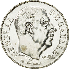 France, Medal, Général De Gaulle, 1980, Santucci, MS(63), Silver
