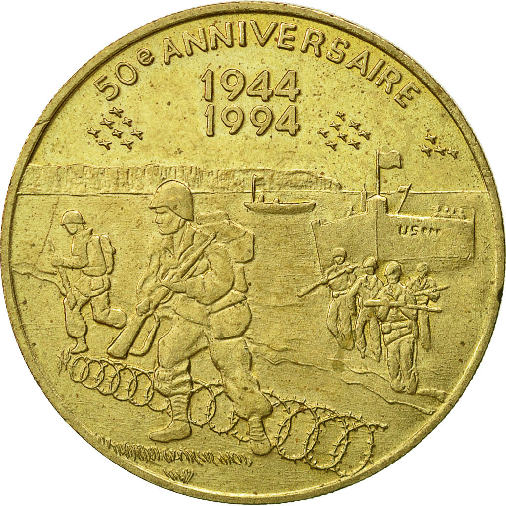 France, Medal, 50ème Anniversaire du Débarquement, Jour J, 1994, SUP, Laiton