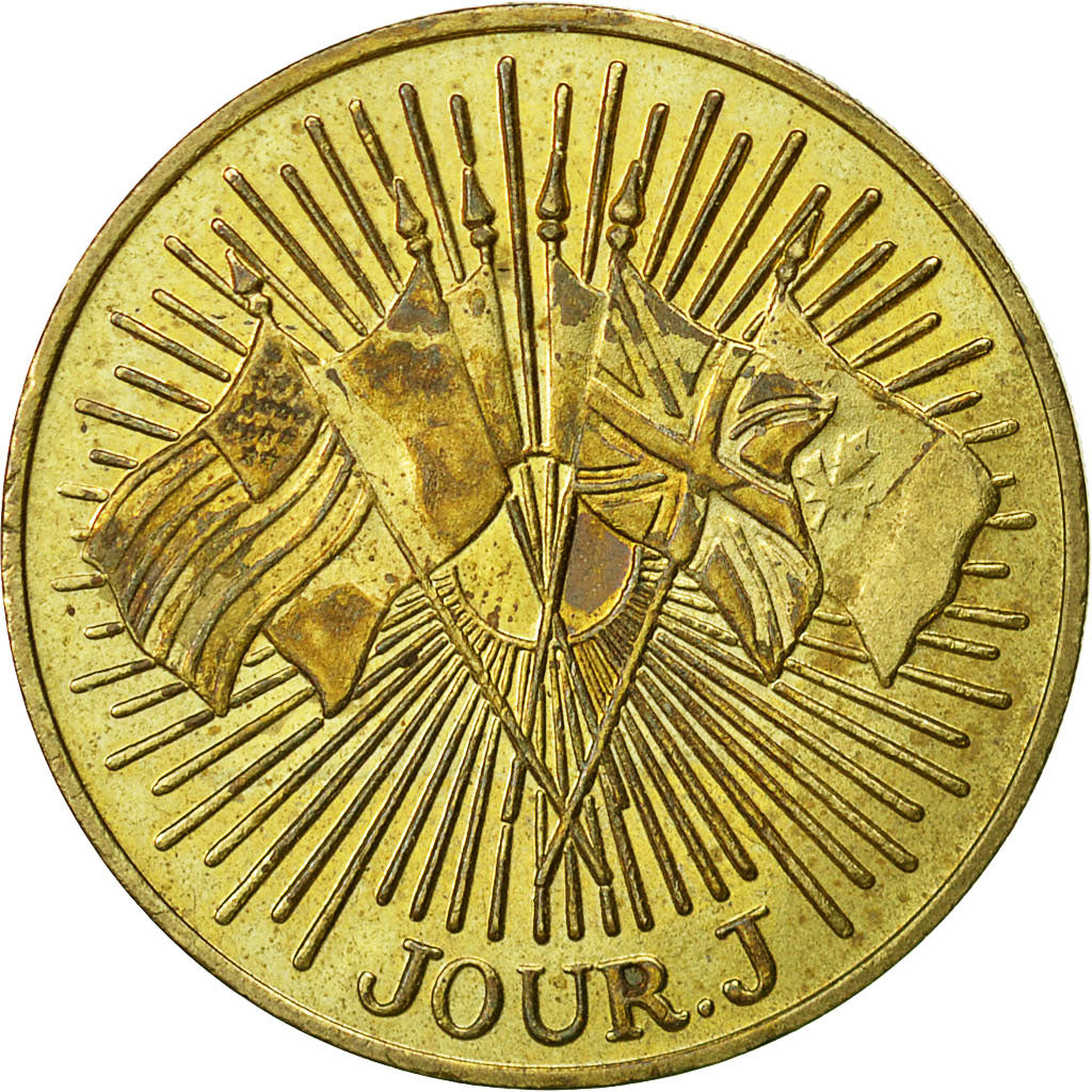 France, Medal, 50ème Anniversaire du Débarquement, Jour J, 1994, SUP, Laiton