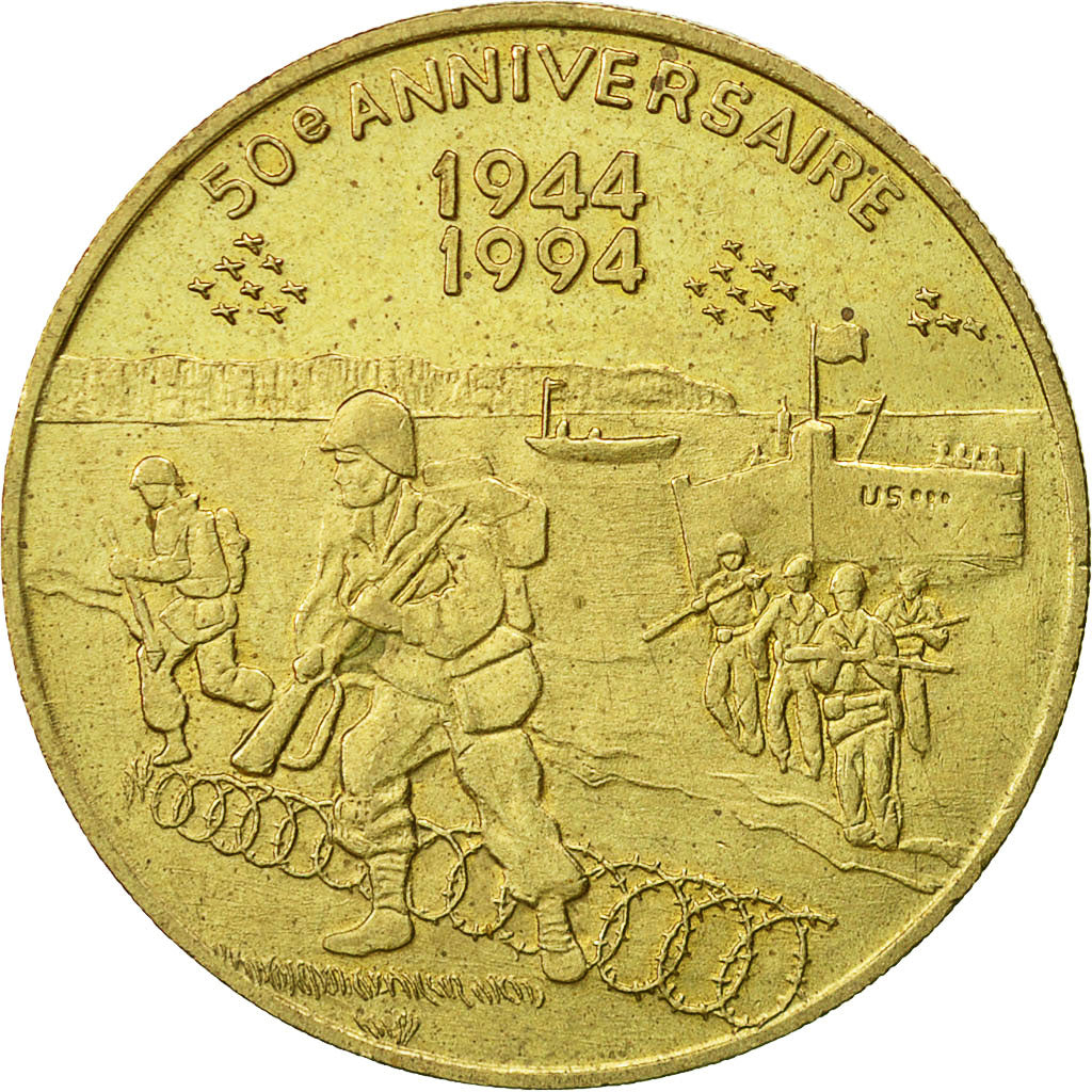 France, Medal, 50ème Anniversaire du Débarquement, Jour J, 1994, SUP+, Laiton