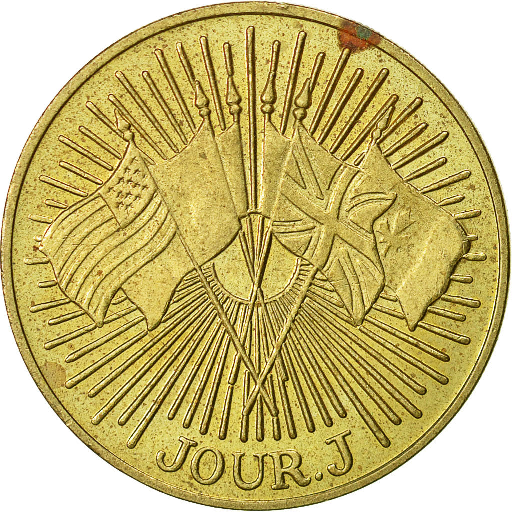 France, Medal, 50ème Anniversaire du Débarquement, Jour J, 1994, SUP+, Laiton