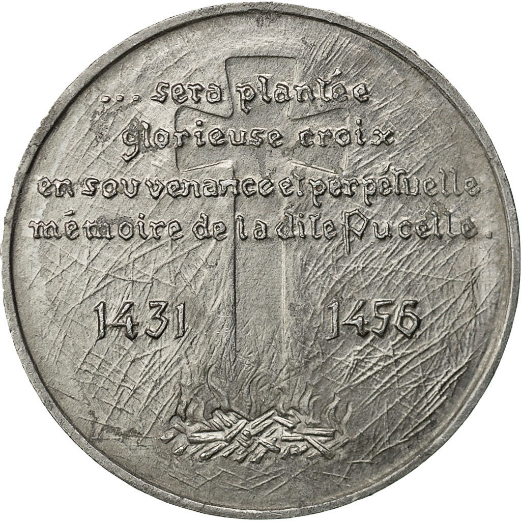 France, Medal, Jeanne d'Arc, 7 Juillet 1456, Coeffin, MS(60-62), Aluminium