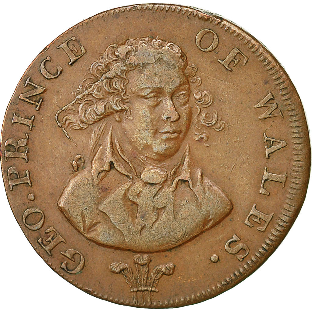 Reino Unido, Token, Geo. Prince of Wales, Half Penny, London, 1744, MBC, Cobre