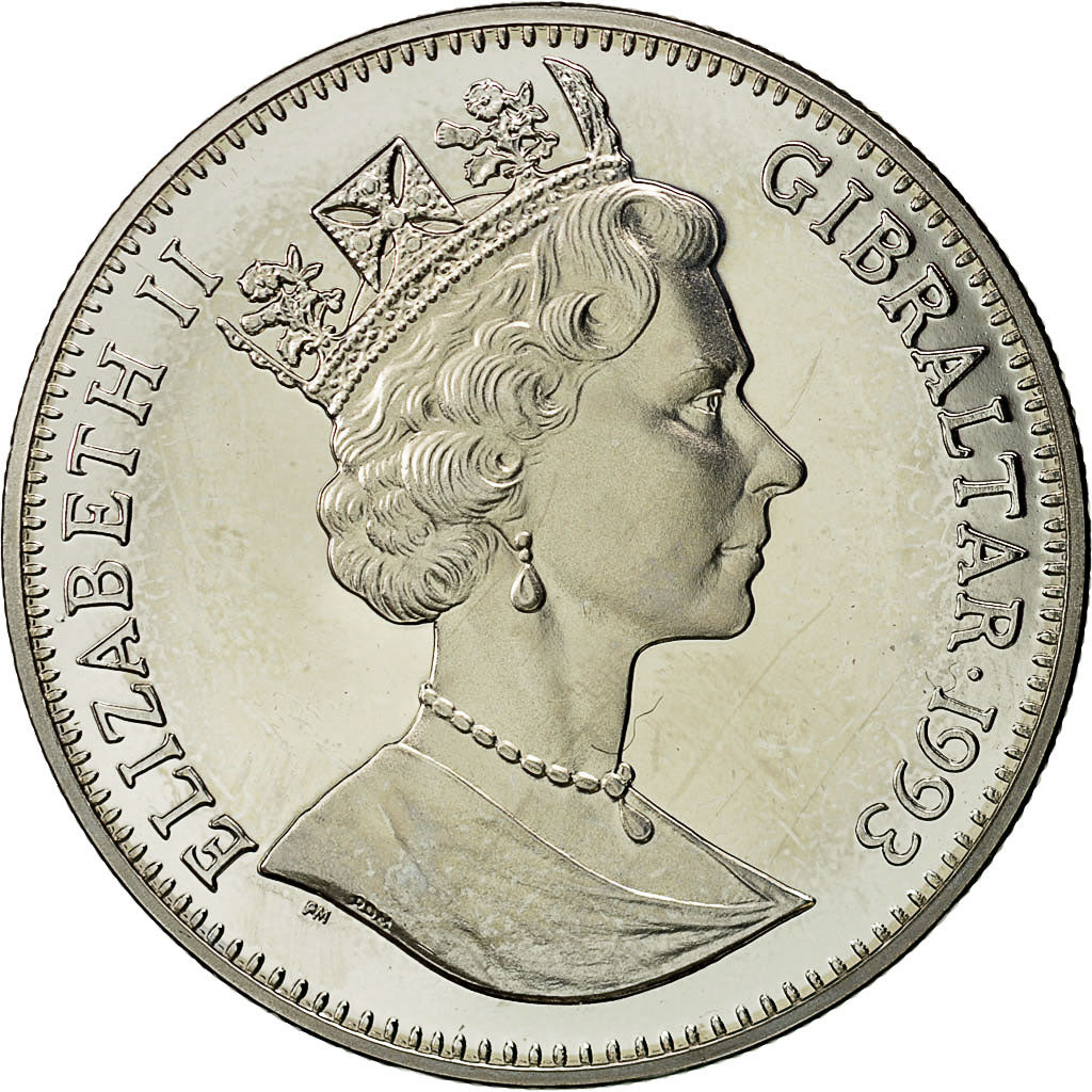 Francja, Medal, Eurotunnel, Elizabeth II, Gibraltar, 1993, MS(63), Nikiel