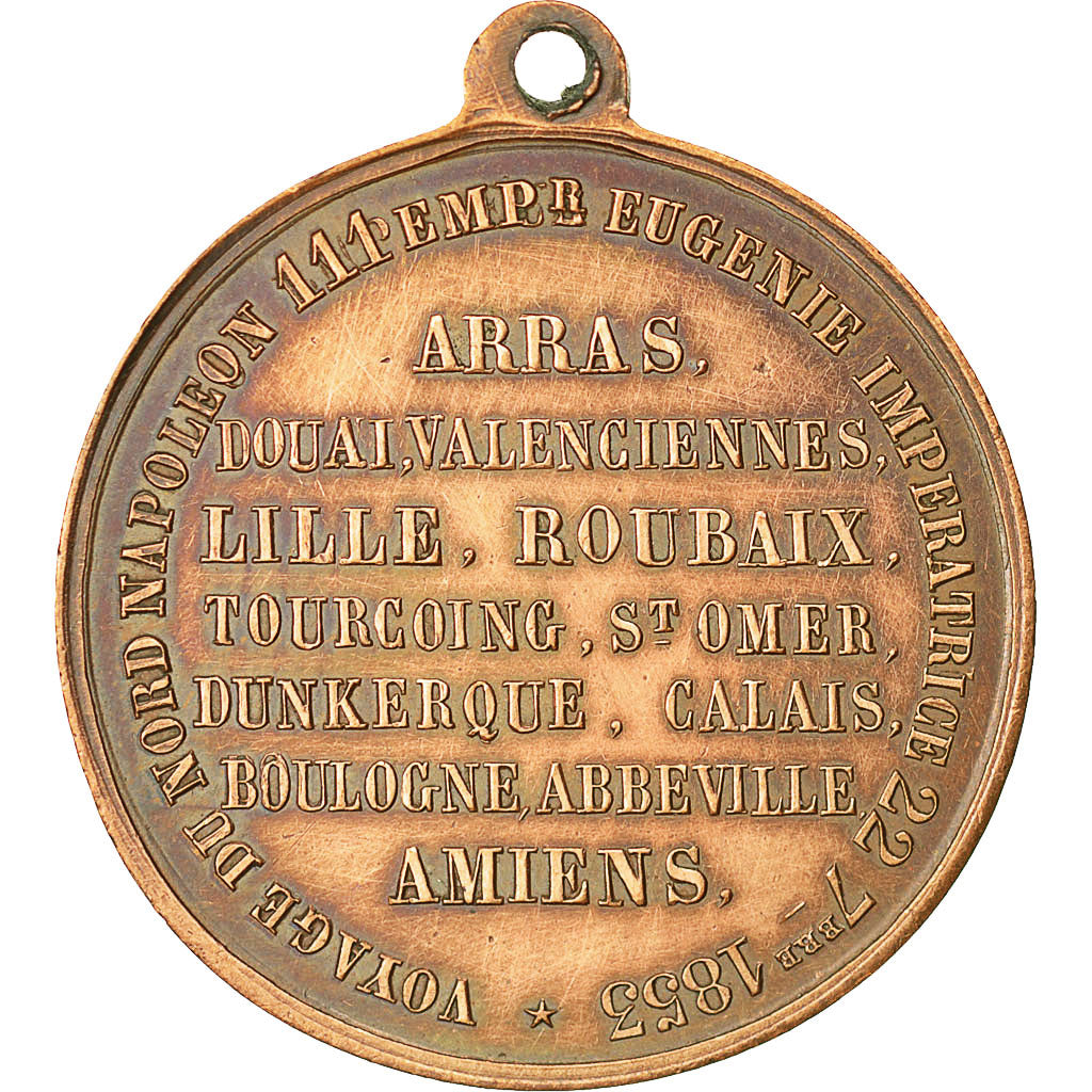 Frankreich, Medal, Napoléon III, Voyage du Nord, 1853, Garnier, UNZ, Kupfer