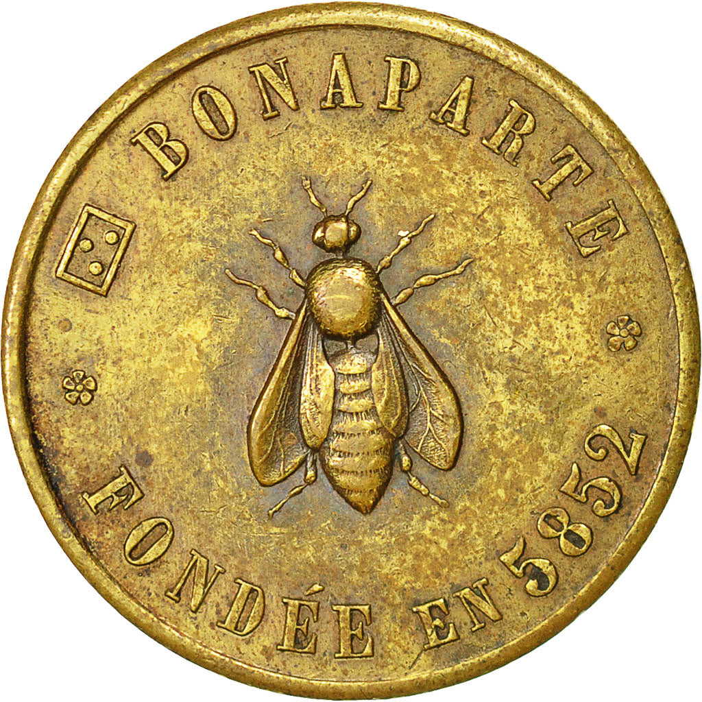 France, Jeton, Franc-Maçonnerie, Orient de Paris, Bonaparte, Abeille, 1852