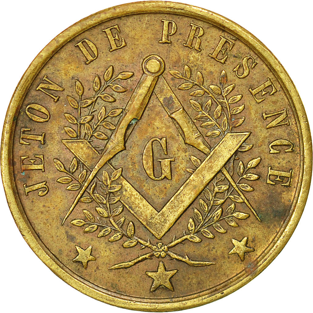 France, Jeton, Franc-Maçonnerie, Orient de Paris, Bonaparte, Abeille, 1852
