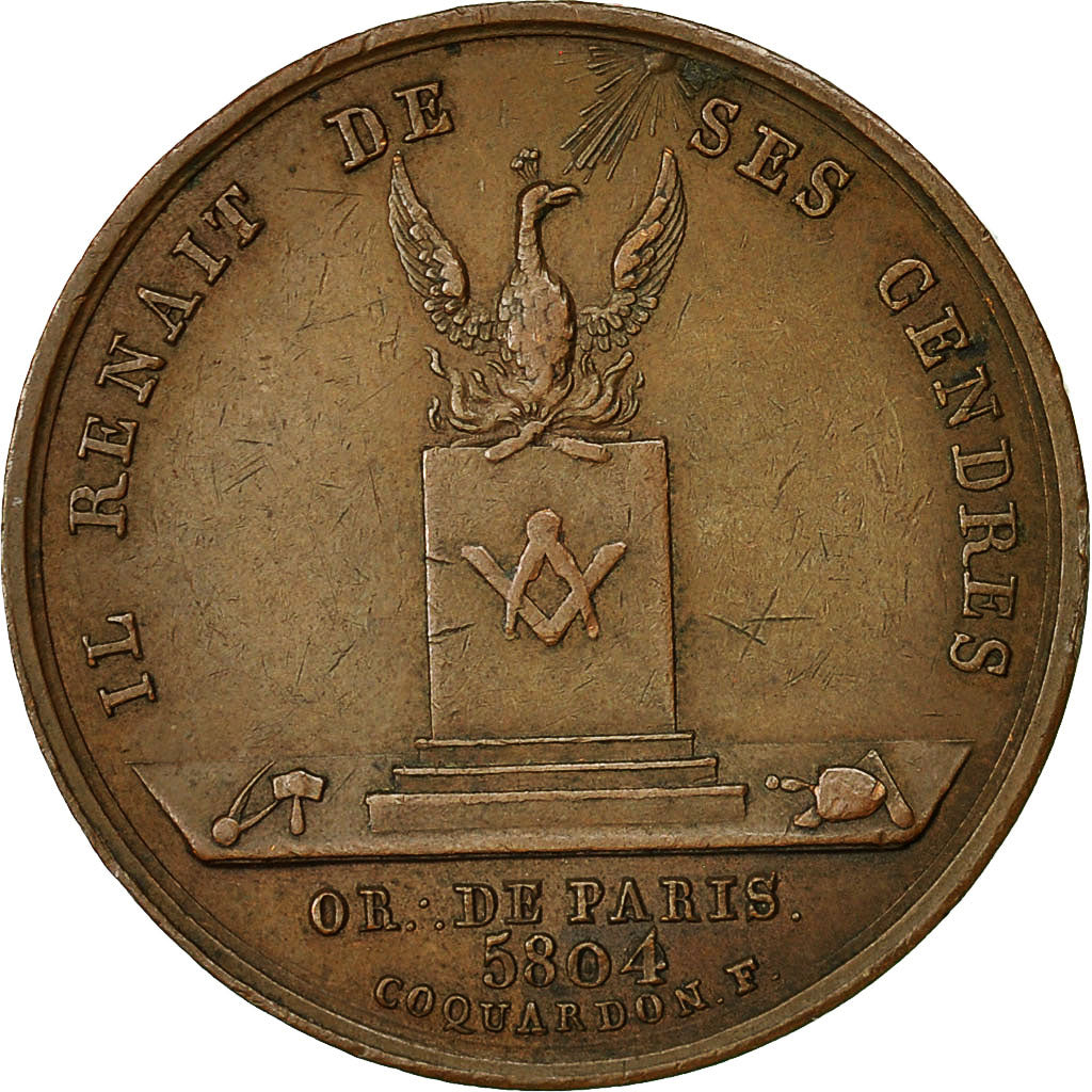 France, Token, Franc-Maçonnerie, Orient de Paris, Le Phoenix, 1804, MS(60-62)