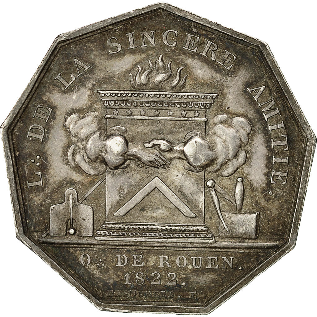 France, Token, Franc-Maçonnerie, Orient de Rouen, La Sincère Amitié, 1822