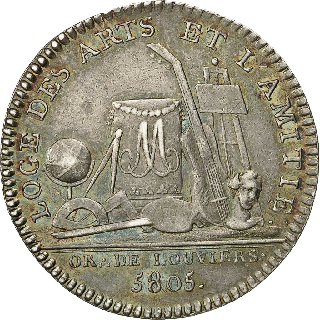 France, Jeton, Franc-Maçonnerie, Orient de Louviers, Loge des Arts, 1805, SPL